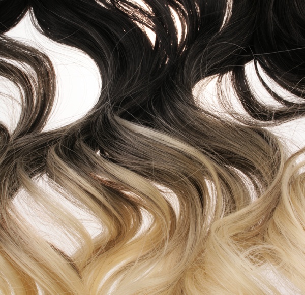 Löshår lockigt 5 Clip on dip dye - Svart & Blond
