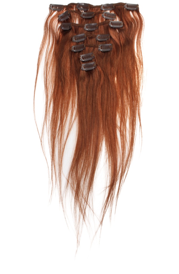  #30 Röd - Original äkta löshår remy clip-on