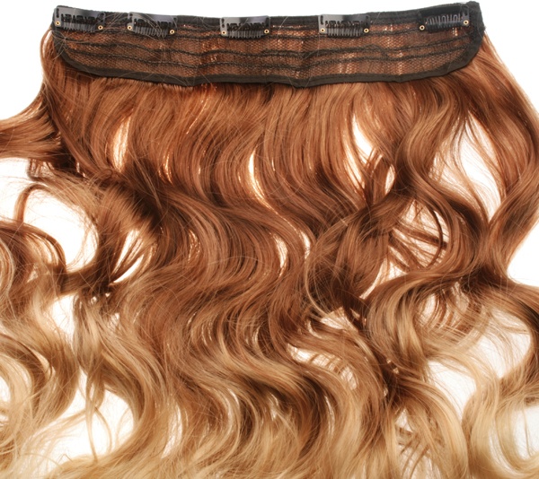 Löshår lockigt 5 Clip on dip dye - Brun & Blond