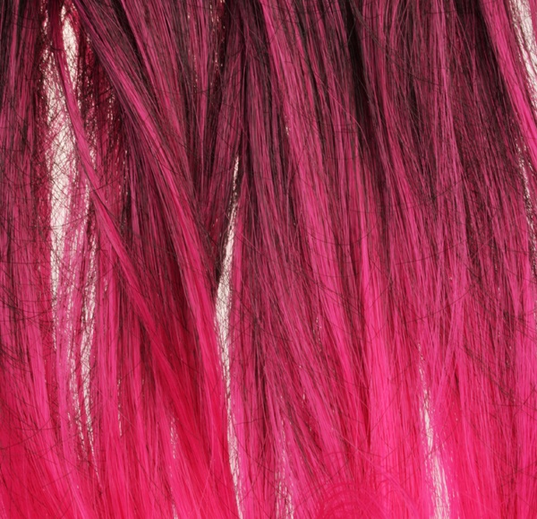 Löshår lockigt 5 Clip on dip dye - Svart & Neonrosa