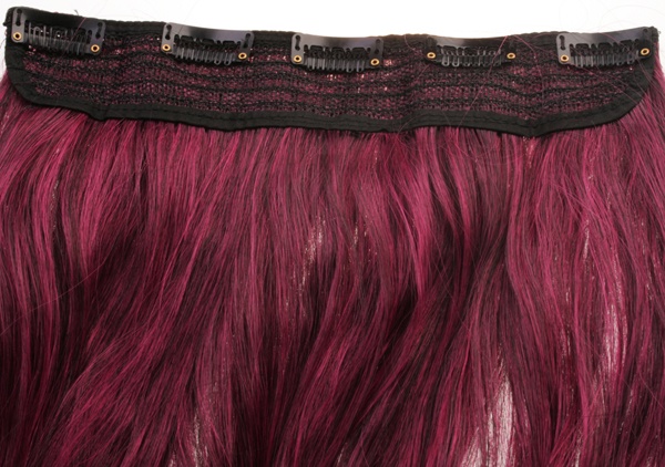 Löshår lockigt 5 Clip on dip dye - Svart & Neonrosa