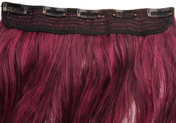  Lshr lockigt 5 Clip on dip dye - Svart & Neonrosa