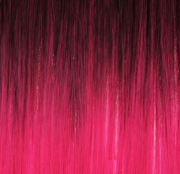  Löshår rakt 5 Clip on dip dye - Svart & Neonrosa