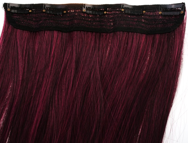  Löshår rakt 5 Clip on dip dye - Svart & Neonrosa