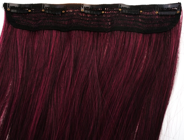  Lshr rakt 5 Clip on dip dye - Svart & Neonrosa