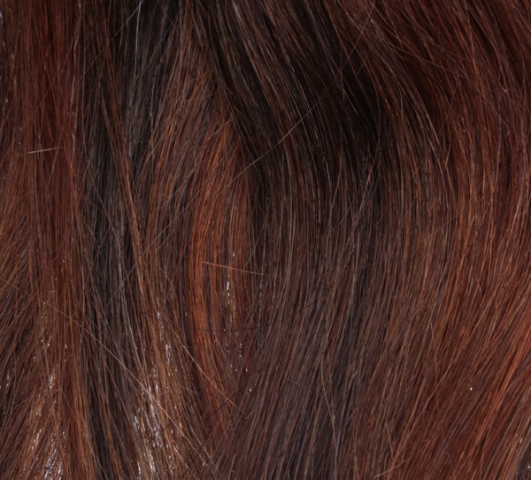  #4/30 Mörkbrun/Röd - Original äkta löshår remy clip-on