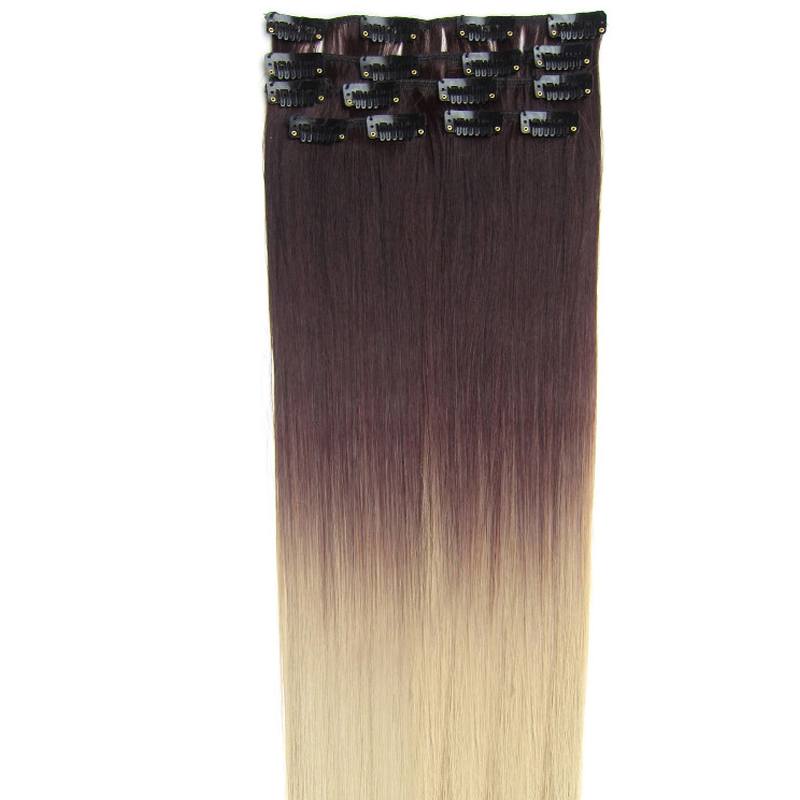  Löshår rakt clip on 7 delar dip dye