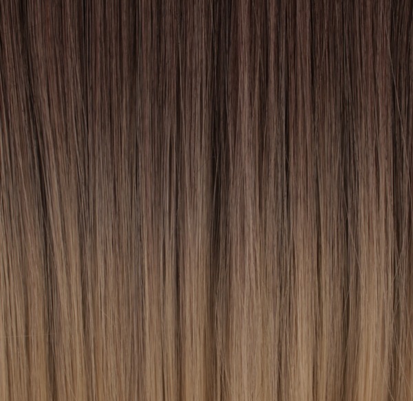 Löshår rakt 5 Clip on dip dye - Mörkbrun & Mörkblond #4T24