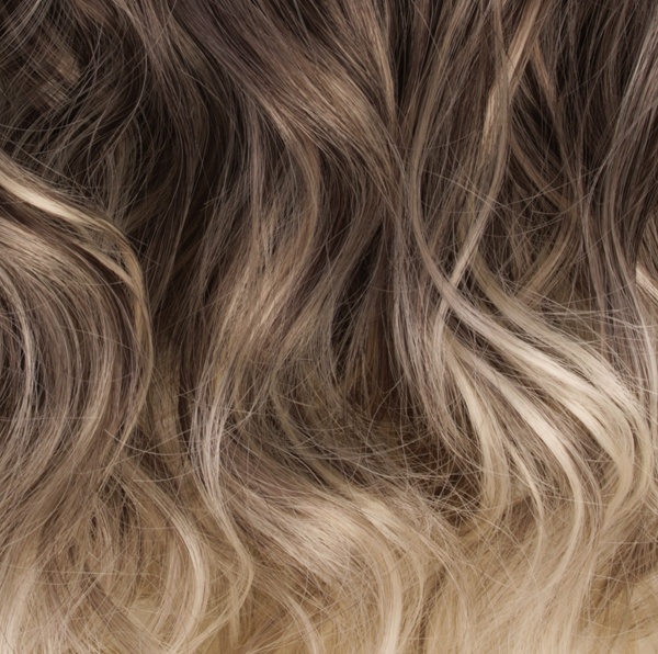  Löshår lockigt 5 Clip on dip dye - Mörkbrun & Ljusblond #4T613