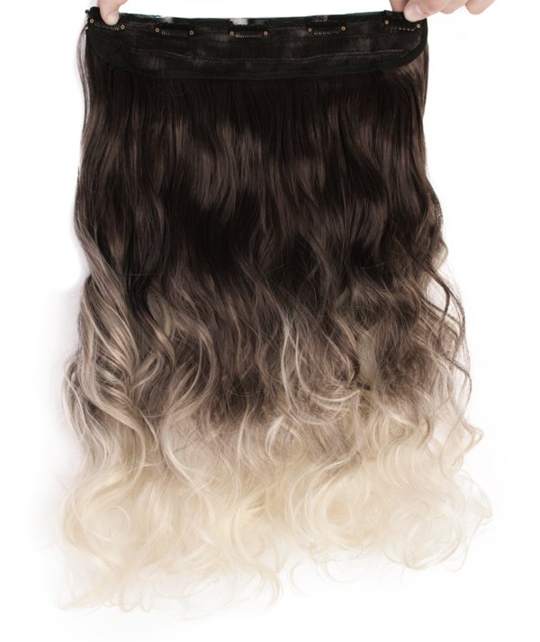  Löshår lockigt 5 Clip on dip dye - Mörkbrun & Ljusblond #4T613