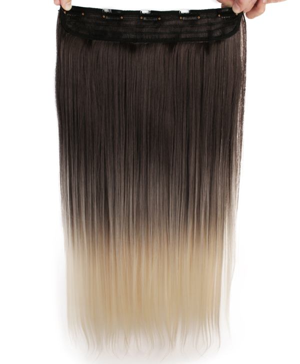  Löshår rakt 5 Clip on dip dye - Mörkbrun & Ljusblond #4T613