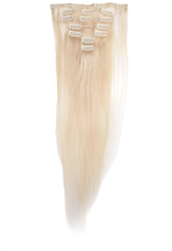  #60 Ljusblond - Original äkta löshår remy clip-on