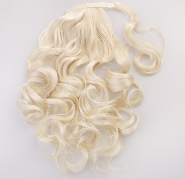  #613 Ljusblond - Wrap-on hästsvans lockig syntetiskt löshår