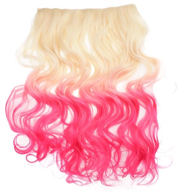  Lshr lockigt 5 Clip on dip dye - Blond & Rosa