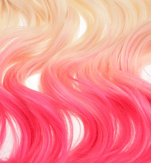  Löshår lockigt 5 Clip on dip dye - Blond & Rosa