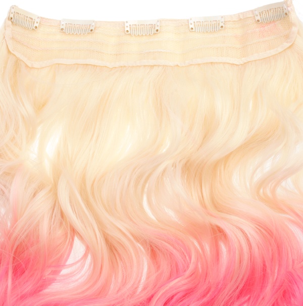  Lshr lockigt 5 Clip on dip dye - Blond & Rosa