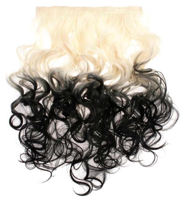  Lshr lockigt 5 Clip on dip dye - Blond & Svart