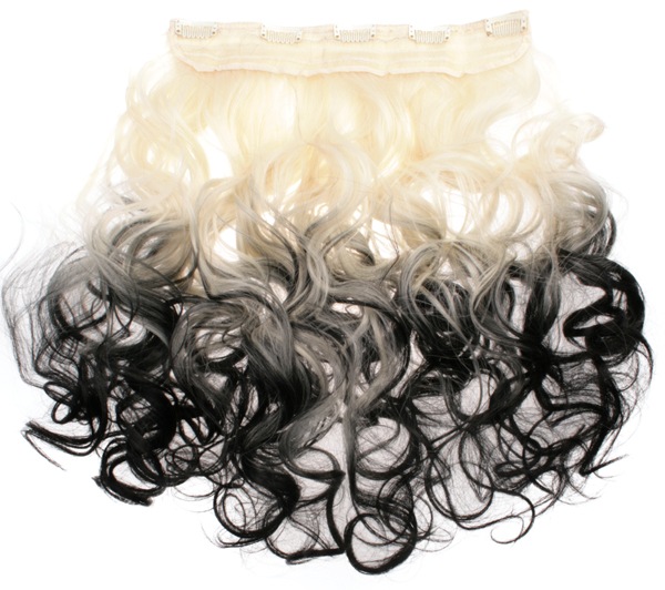  Lshr lockigt 5 Clip on dip dye - Blond & Svart