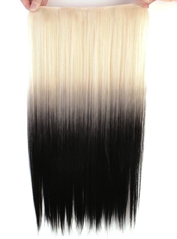  Lshr rakt 5 Clip on dip dye - Blond & Svart