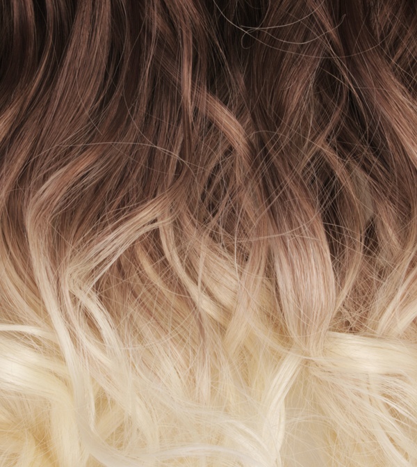  Löshår lockig 5 Clip on dip dye - Mellanbrun & Ljusblond #6T613