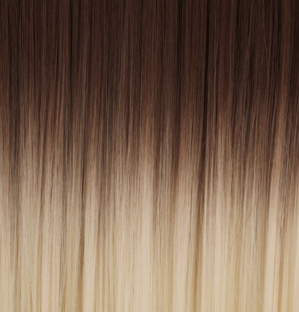 Löshår rakt 5 Clip on dip dye - Mörkbrun & Ljusblond #6T613