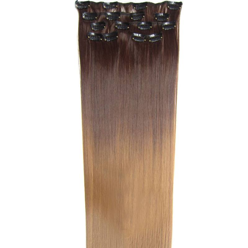  Lshr rakt clip on 7 delar dip dye -