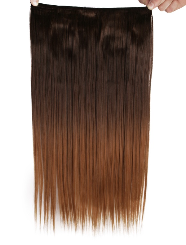  Löshår rakt 5 Clip on dip dye - Mörkbrun & Ljusbrun #8T27