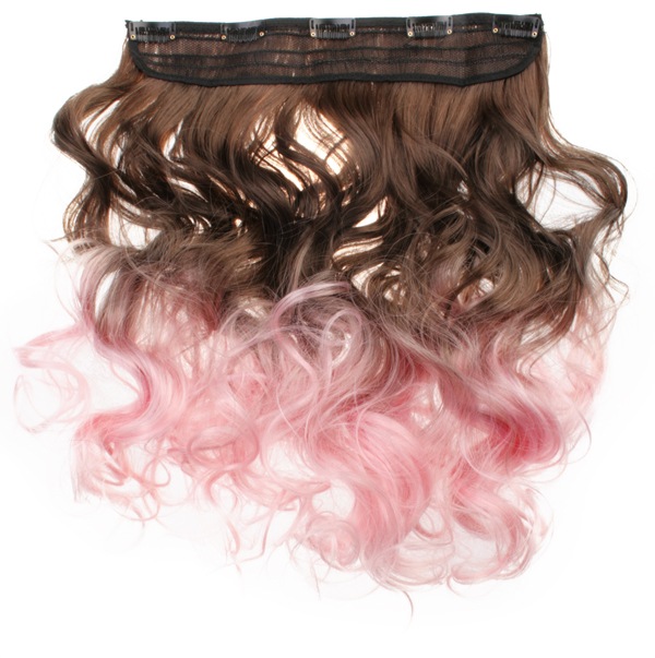  Lshr lockigt 5 Clip on dip dye - Brun & Rosa