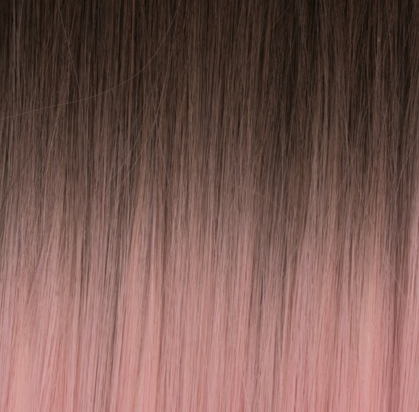  Löshår rakt 5 Clip on dip dye - Brun & Ljusrosa