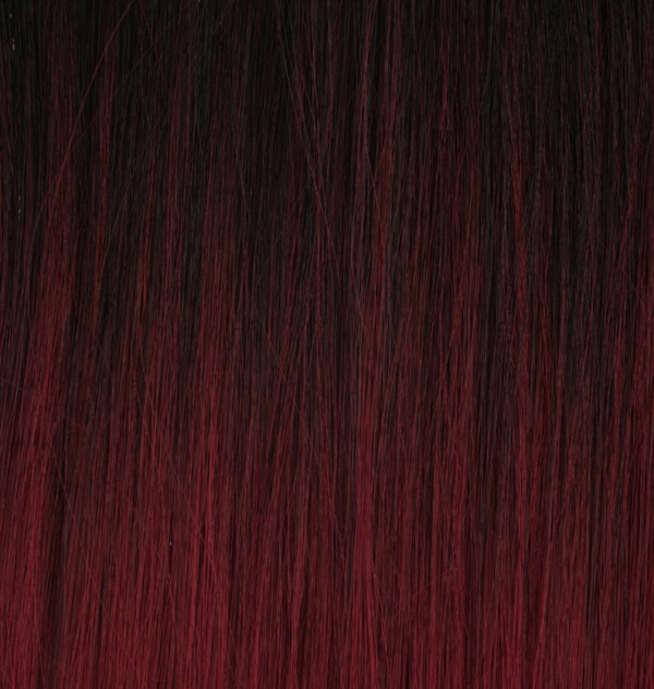  Löshår rakt 5 Clip on dip dye - Svart & Vinröd