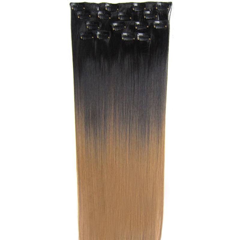  Lshr rakt clip on 7 delar dip dye -