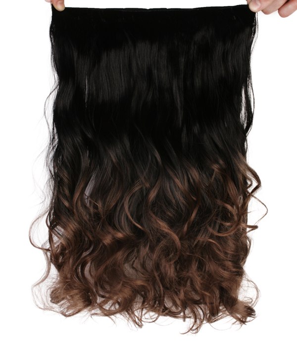 Löshår lockig 5 Clip on dip dye - Svart & Mörkbrun #BlackT8