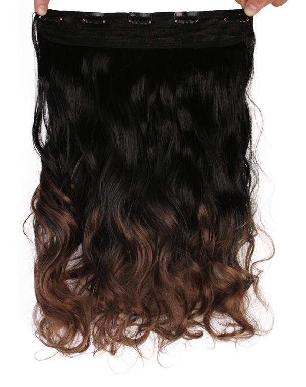  Lshr lockig 5 Clip on dip dye - Svart & Mrkbrun #BlackT8