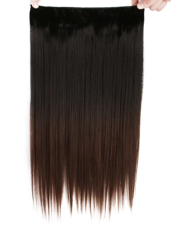 Löshår rakt 5 Clip on dip dye - Svart & Mörkbrun #BlackT8