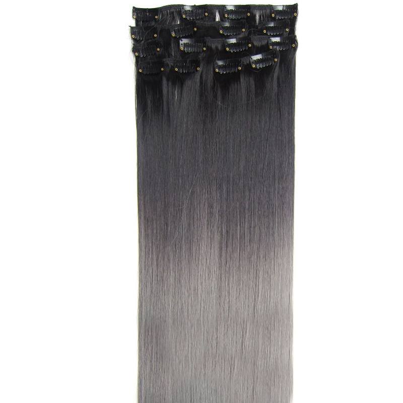  Lshr rakt clip on 7 delar dip dye -