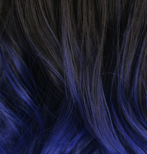  Löshår lockig 5 Clip on dip dye - Svart & Mörkblå #BlackTBlue