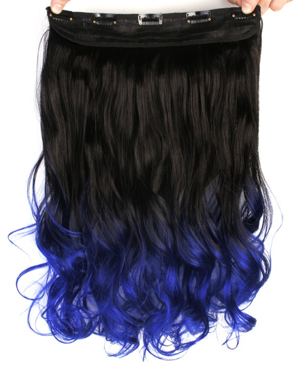  Lshr lockig 5 Clip on dip dye - Svart & Mrkbl #BlackTBlue