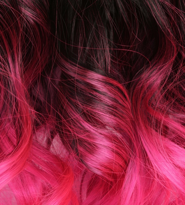 Löshår lockigt 5 Clip on dip dye - Svart & Rosa
