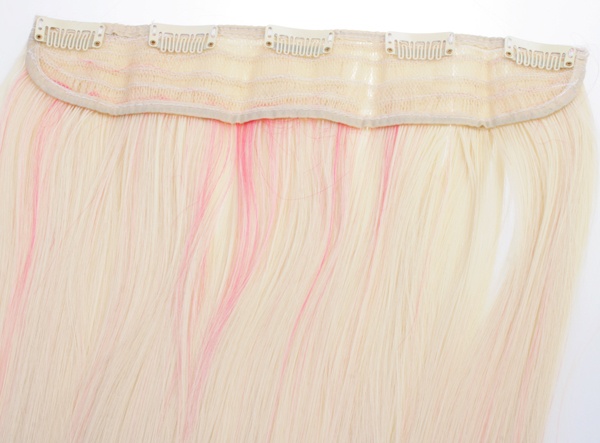  Lshr rakt 5 Clip on dip dye - Blond & Rosa