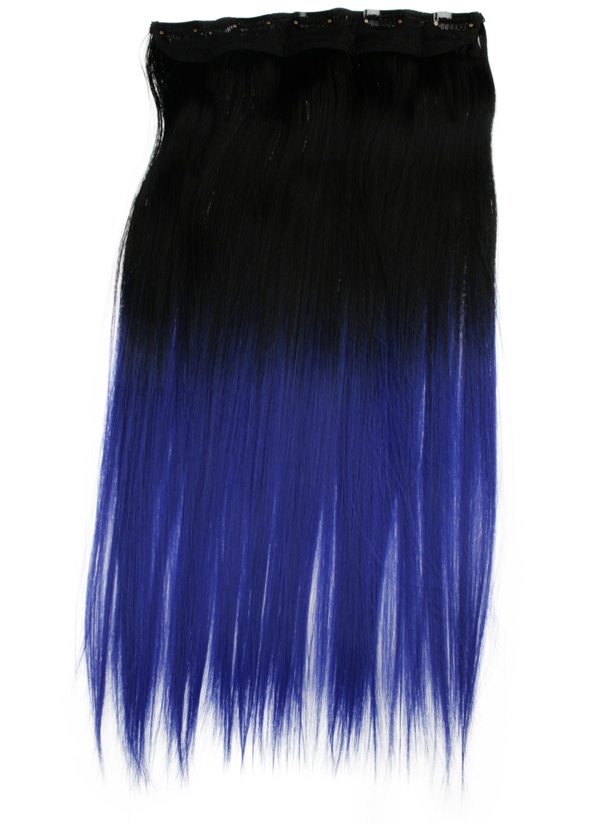  Lshr rakt 5 Clip on dip dye - Svart & Bl