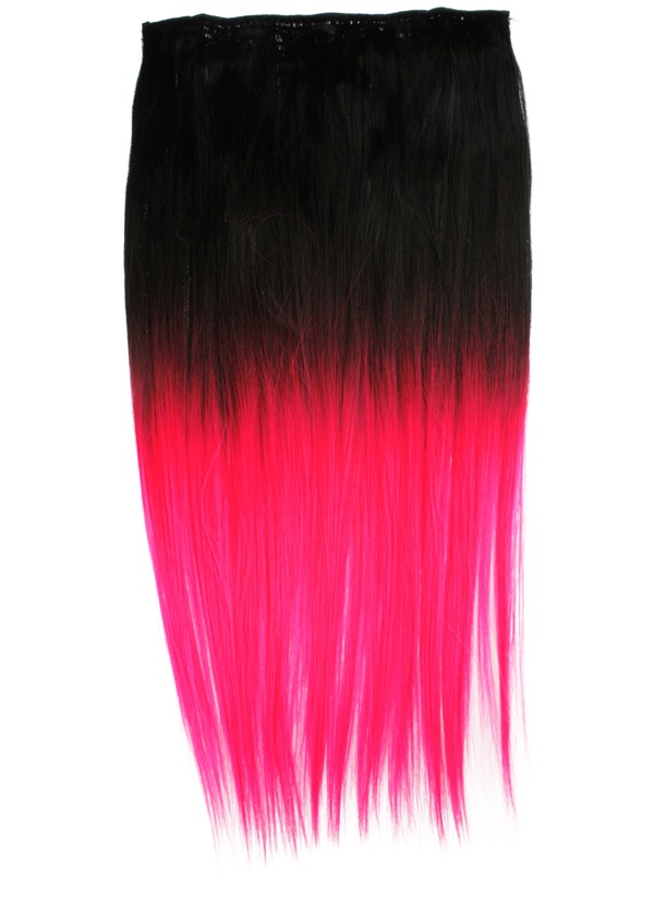  Lshr rakt 5 Clip on dip dye - Svart & Rosa