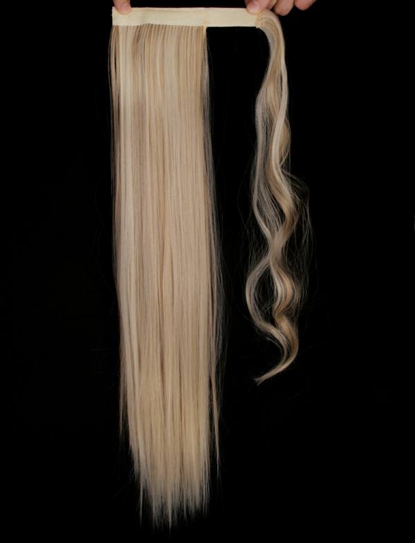  #F24/613 Blond - Wrap-on hästsvans rakt syntetiskt löshår