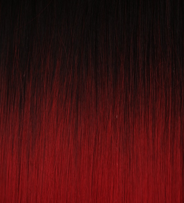  Löshår rakt 5 Clip on dip dye - Svart & Rött
