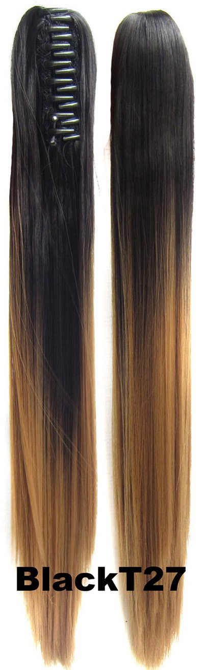  Hästsvans rak med klämma dip dye -