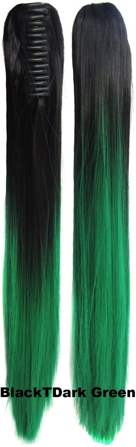  Hästsvans rak med klämma dip dye -