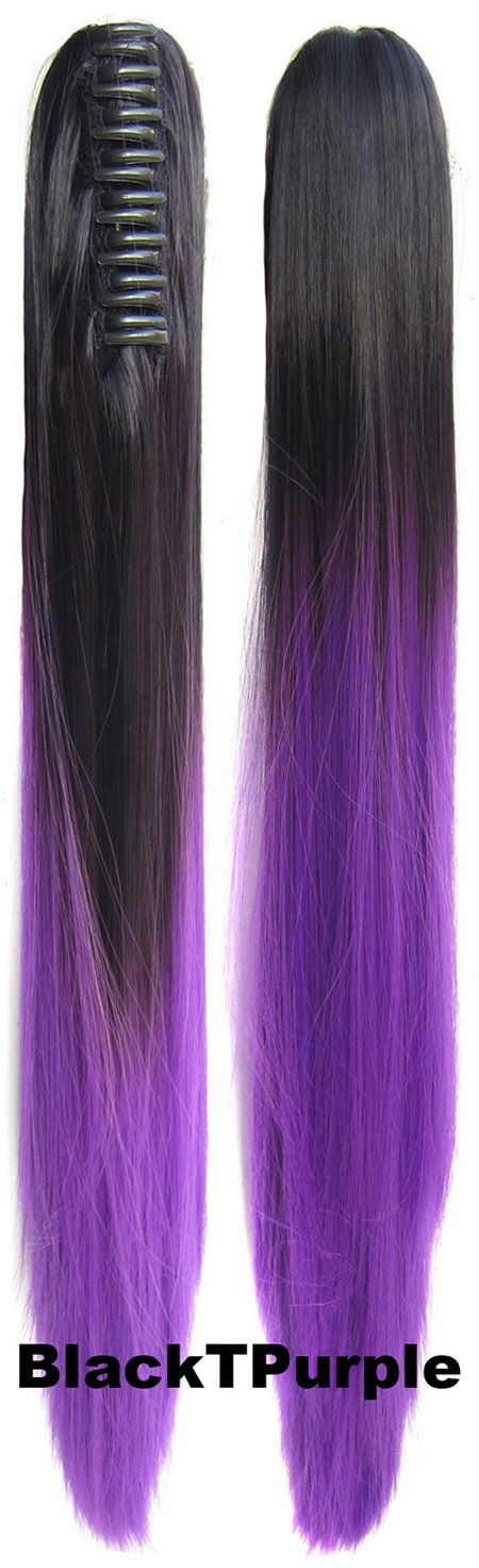  Hästsvans rak med klämma dip dye -
