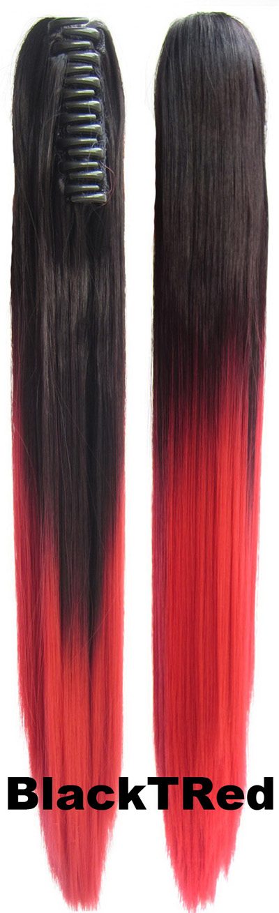  Hästsvans rak med klämma dip dye -