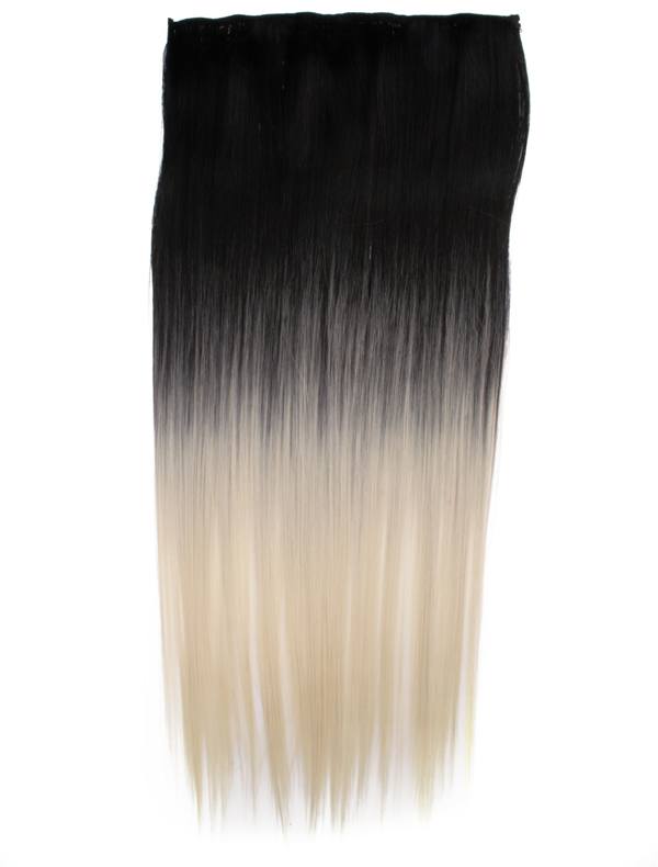  Löshår rakt 5 Clip on dip dye - Svart & Blond