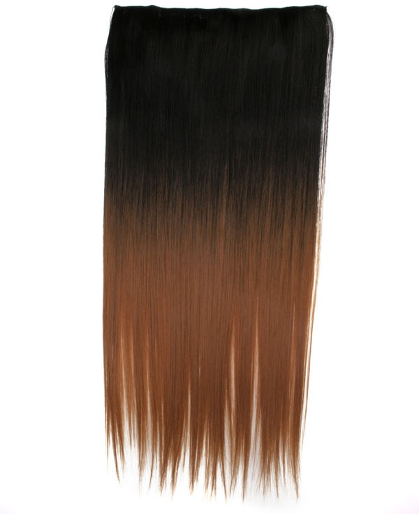  Lshr rakt 5 Clip on dip dye - Svart & Brun