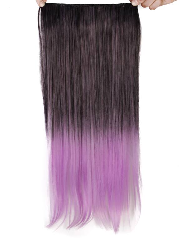  Lshr rakt 5 Clip on dip dye - Svart & lila